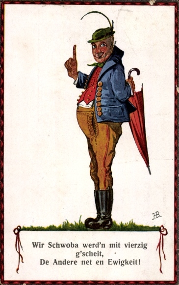 Artist Postcard Boettcher, Hans, We Swabians become smart at forty, the others not for eternity