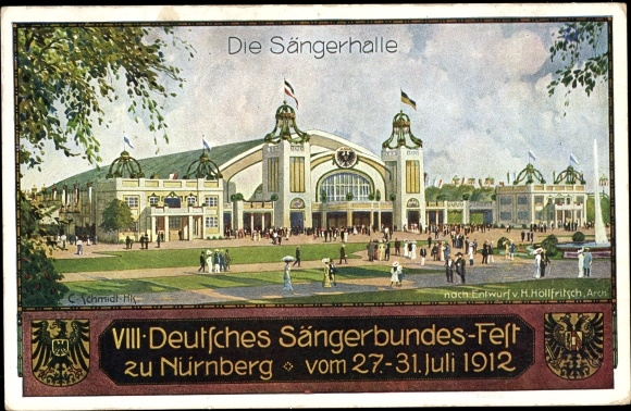 Passepartout PC Nuremberg in Middle Franconia Bavaria, 8th German Singers&#39; Association Festival 1912, Singers&#39; Hall