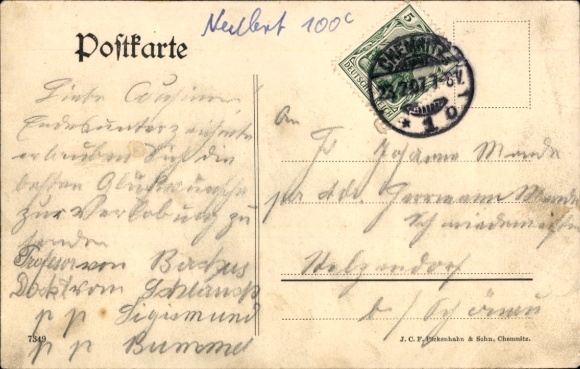 Postcard Chemnitz Saxony, machine, owner Rudolf Gerecke, street corner
