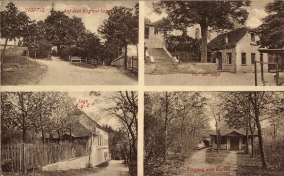 Ak Triptis in Thüringen, Loge Z. g. Z., Vor der Loge, Garten