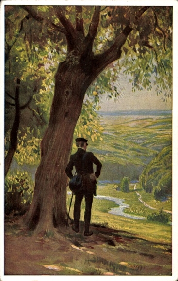 Lied Künstler Ak Hey, Paul, O Täler weit, o Höhen, Volksliederkarte Nr. 28
