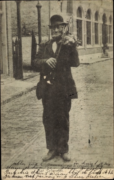 KP Hoorn North Holland Holandia, Piet Schermer ze skrzypcami, portret