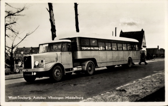 Ak West Souburg Zeeland Niederlande, Autobus Vlissingen Middelburg