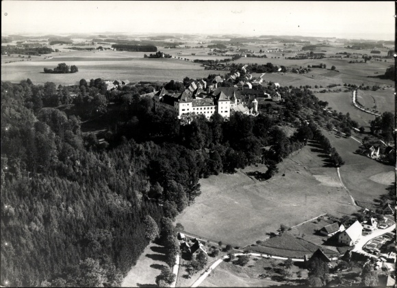 Ak Wolfegg im Allgäu, Fliegeraufnahme