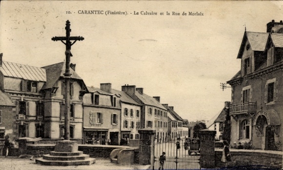 KP Carantec Finistère, krzyż, budynek, ulica, architektura, Finistère