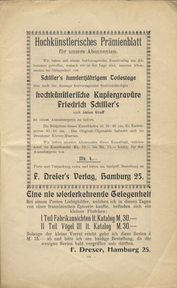 Liebig pictures newspaper advertising Dreser issue 9, volume 10, 1905