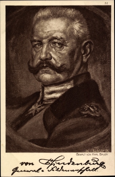 Artist PC Bauer, Karl, Field Marshal Paul von Hindenburg, portrait