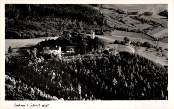 Postcard Schwäbisch Hall in Württemberg, aerial view of Einkorn, forest landscape, forester's house, restaurant