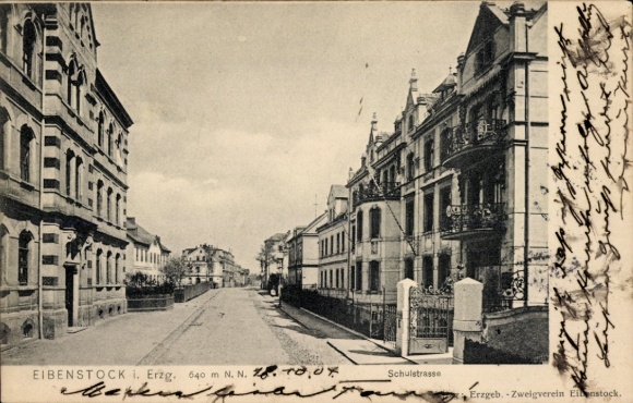 Postcard Eibenstock in the Ore Mountains Saxony, Schulstraße