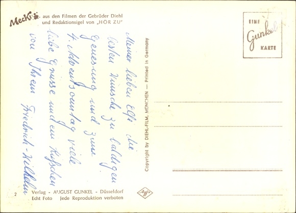 Postcard Mecki the hedgehog, a song for you, playing the flute, moon, bluebells