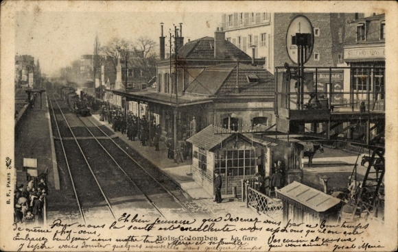 Postcard Bois Colombes Hauts de Seine, train station