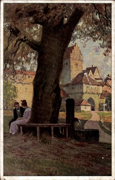 Song Artist Postcard Hey, Paul, At the fountain in front of the gate, folk song card no. 29