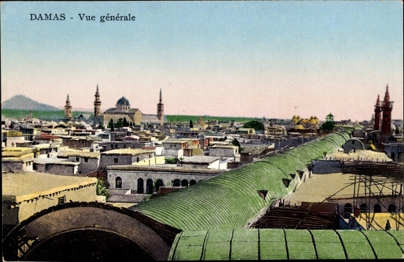 Ak Damaskus Syrien, Vue generale, Moschee, Minarett