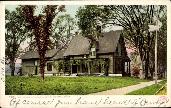 Ak Montpelier Vermont, geboorteplaats van admiraal Dewey