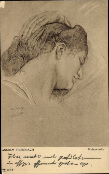 Artist Postcard Feuerbach, A., Melancholy