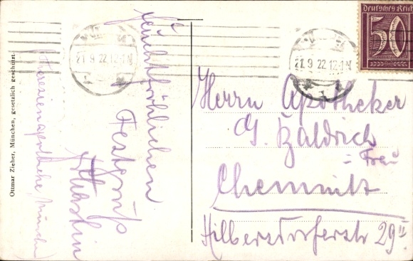Artist Postcard Luber, M., Munich, October, Münchner Kindl