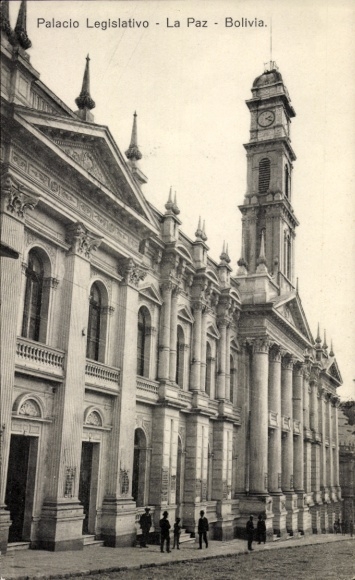 Ak La Paz Bolivia, Palacio Legislativo, architectuur, zwart-wit