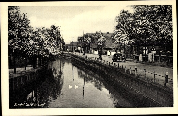 Postcard Borstel Jork in the old country, street section
