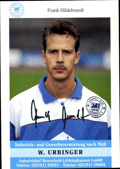 Autograph card footballer Frank Hildebrandt, FC Remscheid, autograph