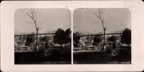 Stereo Photo Cairo Cairo Egypt, Zoological Gardens, Suspension Bridge