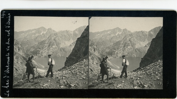 Stereo photo Pyrénées Atlantiques, Lac d'Artouste, 1910