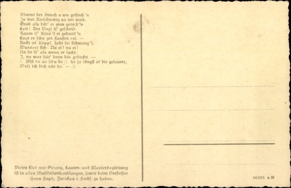 Song Postcard Soph, Hans, Erzgebirge dialect no. 5, The Rudtail