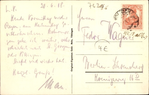 Postcard Wolfach Baden Württemberg, main street