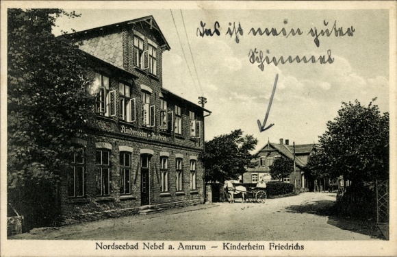 Postcard Nebel on the island of Amrum North Frisia, Children's Home Friedrichs