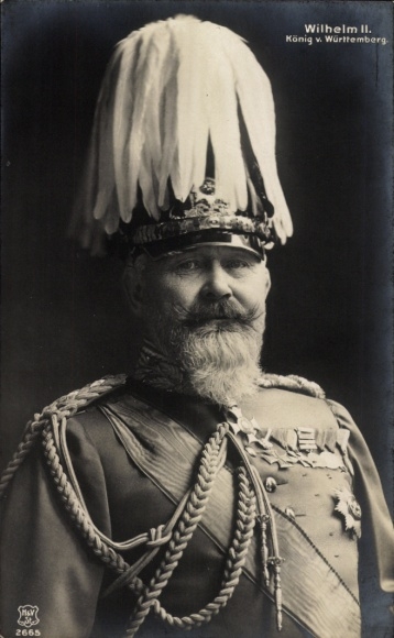 Postcard Wilhelm II. King of Württemberg, portrait in uniform