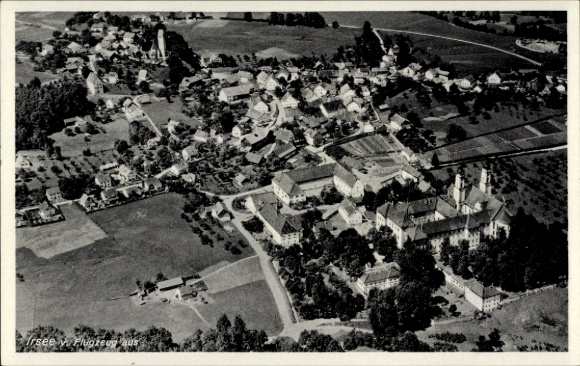 Postcard Irsee in Ostallgäu, aerial photograph
