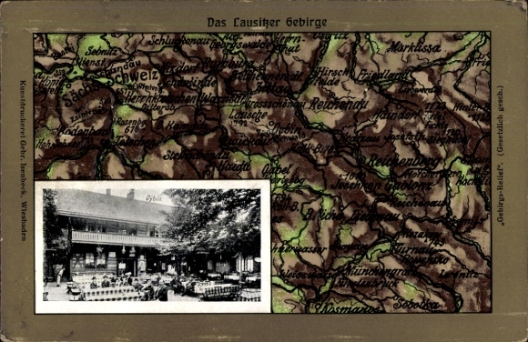 Maps Postcard Waltersdorf Großschönau Upper Lusatia, Lausche, Lusatian Mountains, Reichenau