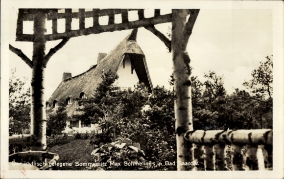 Postcard Bad Saarow in der Mark, Max Schmeling's summer residence, exterior view with gate