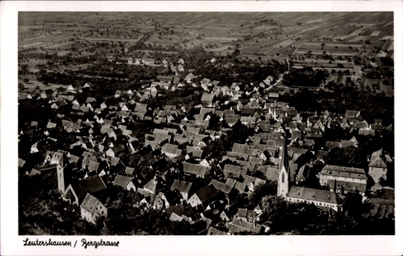 Postcard Leutershausen Hirschberg an der Bergstraße Baden, aerial photograph