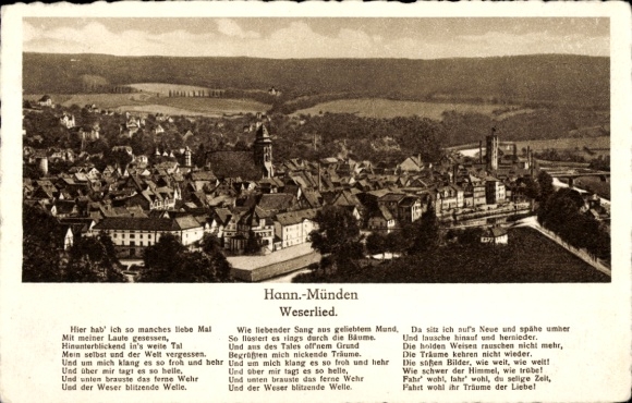 Postcard Hann. Münden in Lower Saxony, general view, Weserlied