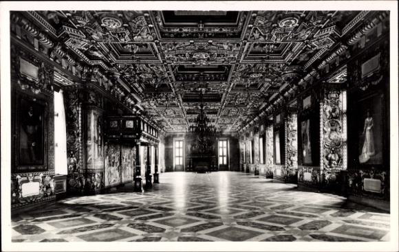 KP Hillerød Hilleröd Dania, widok wnętrza, Riddersalen, Frederiksborg Slot, dzieła sztuki, architekt