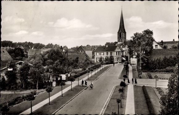 Postcard Werne in the district of Unna, Steinstraße with parish church