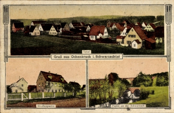 Ak Ochenbruck Schwarzenbruck im Nürnberger Land, Straßenpartie, Partie an der Schwarzbach