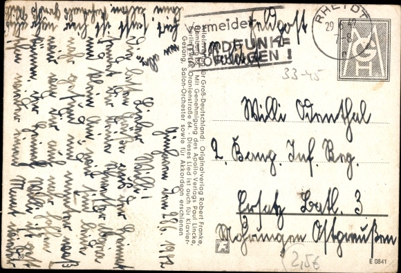 Song Postcard Lili Marleen, In front of the barracks, in front of the big gate, Hans Leip, Norbert Schultze