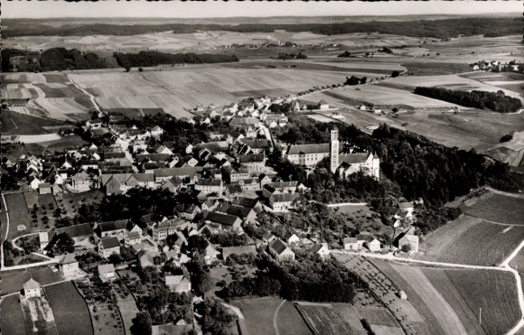 Postcard Kirchheim in Schwaben Allgäu, aerial photograph