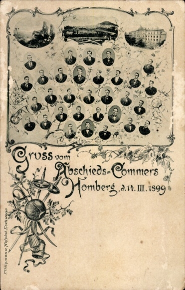 Studentika Postcard Homberg an der Efze Hessen, Farewell Commers 1899