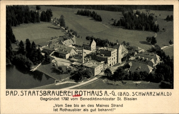 Postcard Rothaus Grafenhausen in the Black Forest, aerial photograph, State Brewery