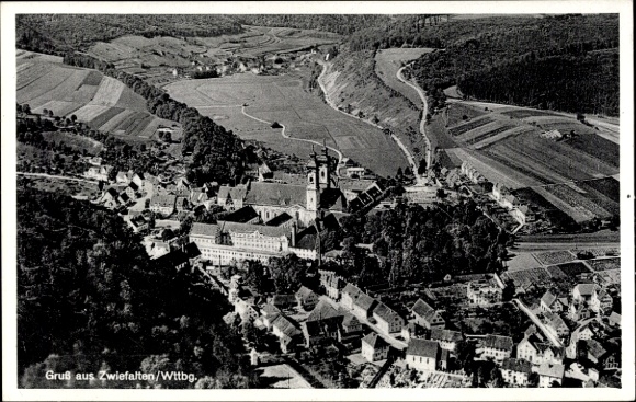 Ak Zwiefalten in Württemberg, Fliegeraufnahme