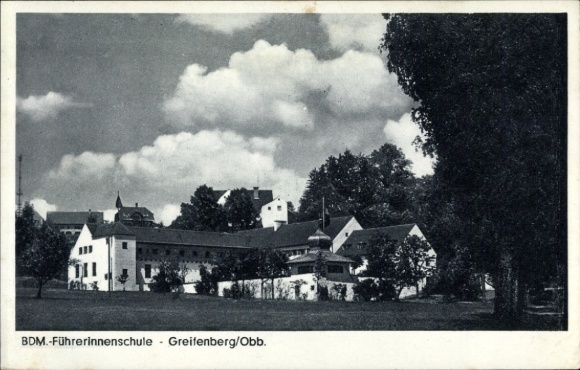 Postcard Greifenberg in Upper Bavaria, BDM leadership school, exterior view