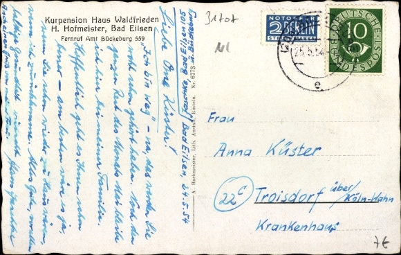 Postcard Bad Eilsen Lower Saxony, Kurpension Haus Waldfrieden