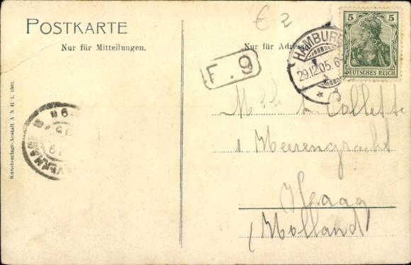 Postcard Hamburg Mitte Neustadt, Dammtor, waterway, houses, trees, flag, historical view