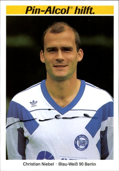 Autogrammkarte Fußballer Christian Nebel, Blau Weiß 90 Berlin, Autogramm