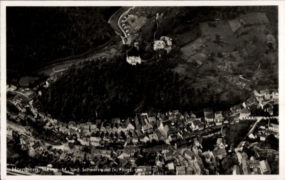 Postcard Hornberg in the Black Forest, aerial photograph