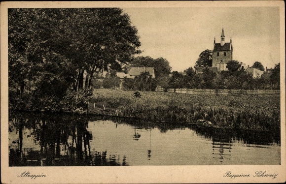 Postcard Altruppin Neuruppin in Brandenburg, riverside view