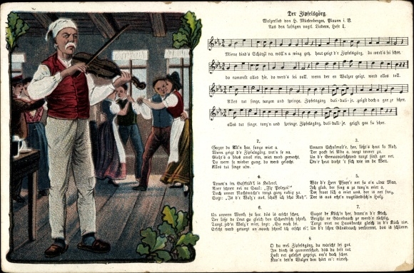 Song Ak Mückenberger, Der Zipfelsgörg, Vogtland volkslied, muzikant met viool, dansparen