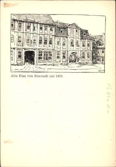 Postwaardestukkunstenaar Ak Bock, Hanns, Lutherstadt Eisenach in Thüringen, Alte Post rond 1870
